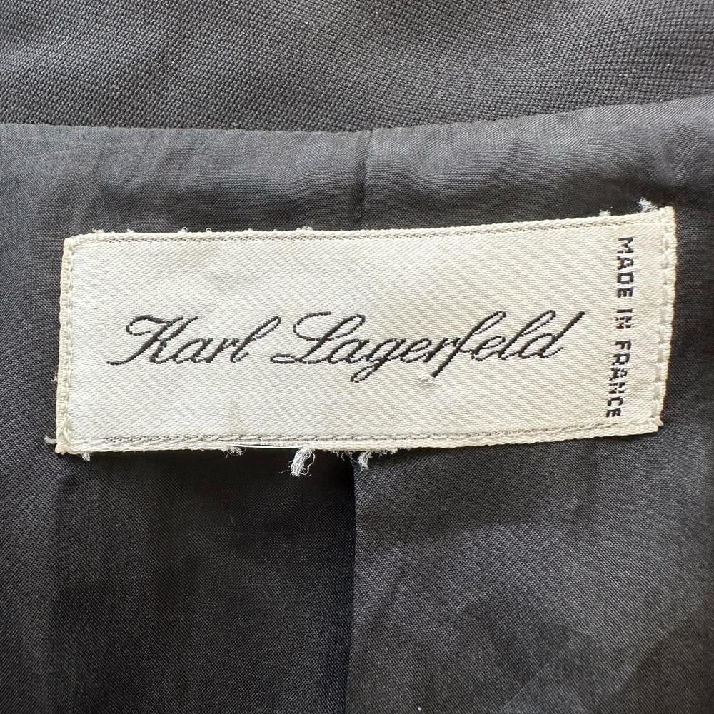 Karl Lagerfeld Vintage Cropped Jacket Triple Lapel Made in France Wool & Silk - Picture 9 of 12